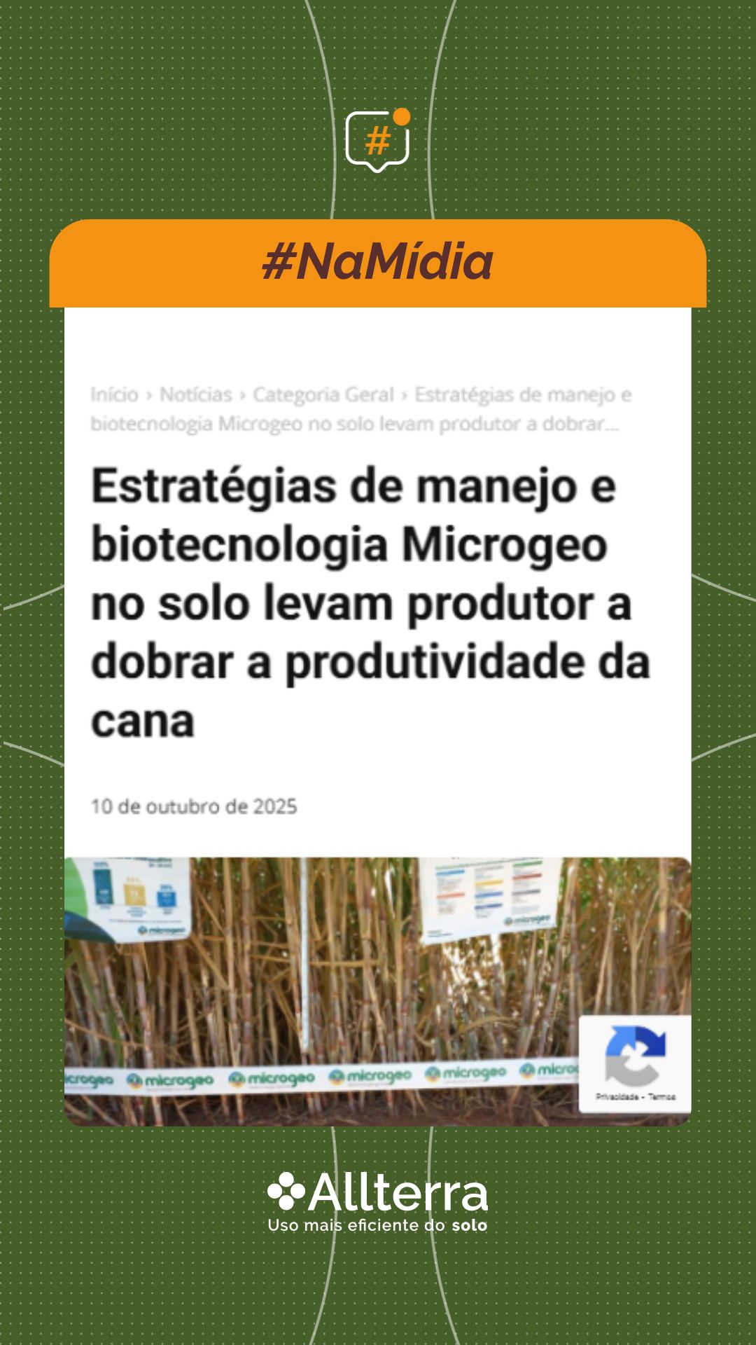 Estratégias de manejo e biotecnologia Microgeo no solo levam produtor a dobrar a produtividade da cana